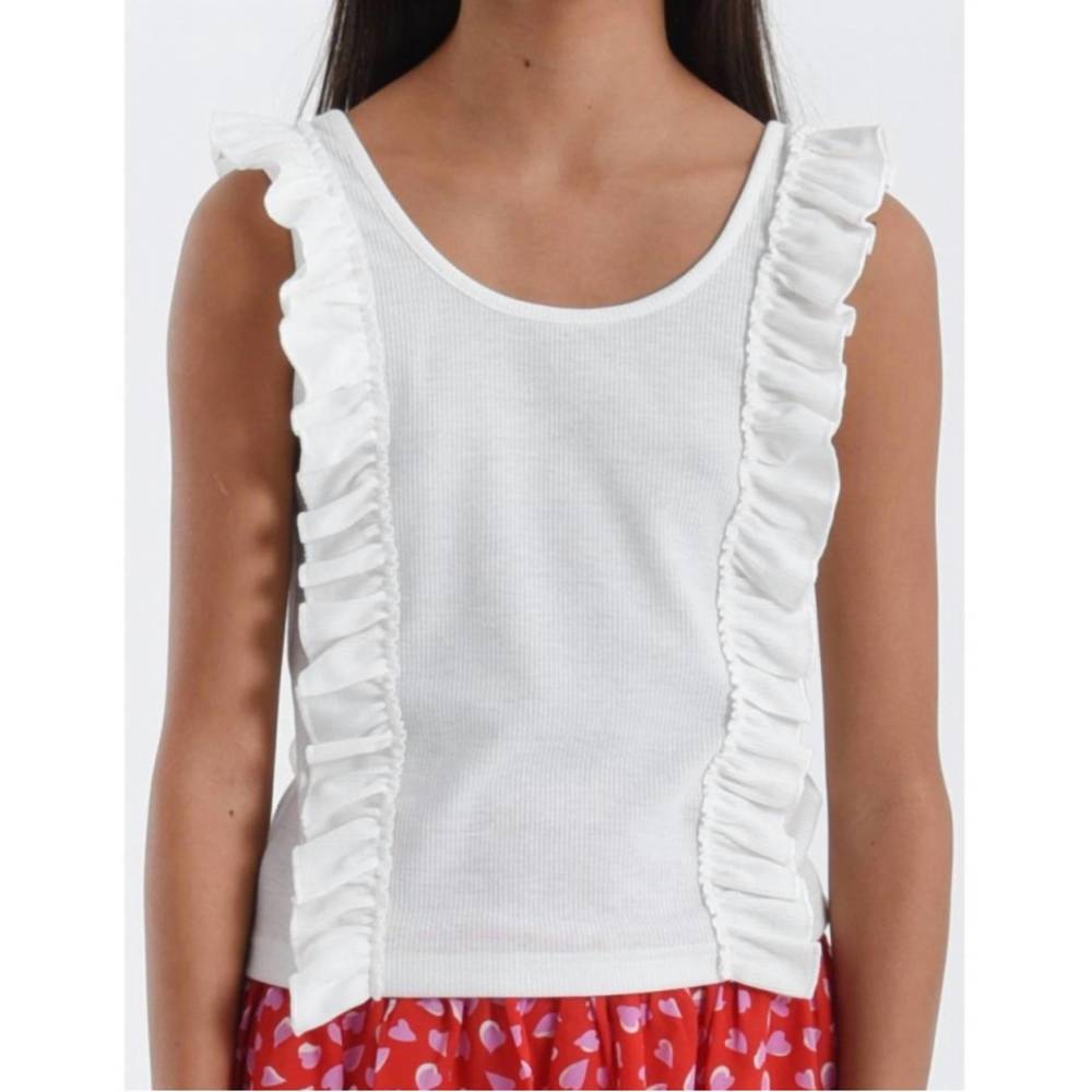 NEW MINI MOLLY girl ruffle tank in off white
